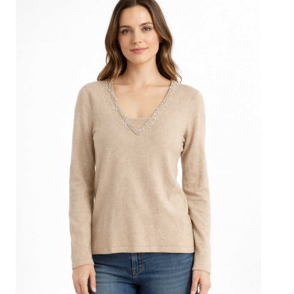 EAST 5TH Gold Holiday Beaded Sparkly Sweater S NWOT